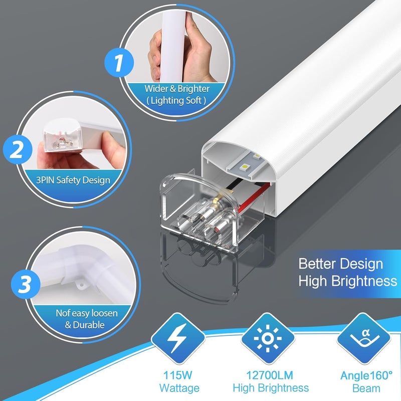 LZHOME ضوء جراج سداسي LED: 12700 لومن ضوء تفصيل السيارات، إضاءة سقف وجدران قابلة للتجميع، لورشة العمل، القبو، صالة الألعاب الرياضية، المستودع، بار، غرفة الألعاب - Image 2